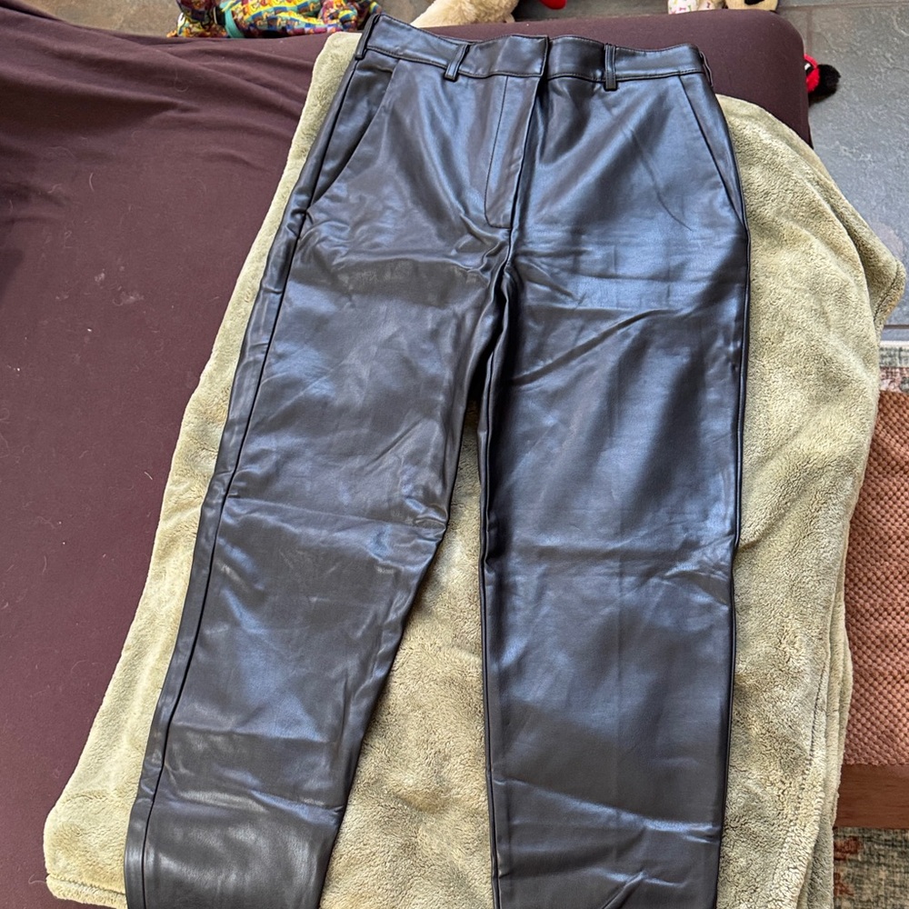 French Connection Black Faux Leather Pants